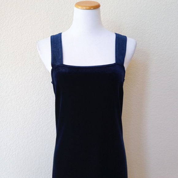 Linda Leal vintage midnight blue velour formal maxi dress - Picture 2 of 6